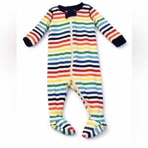 Multicolor Rainbow Stripe Footed One-Piece Pajamas